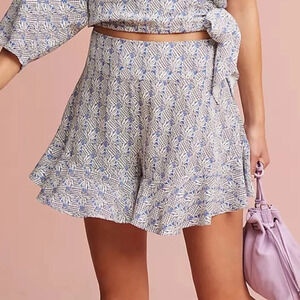 Anthropologie Maeve Pineapple Print Flutter Shorts Sz 2
